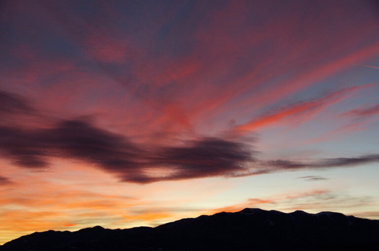 Sunset over the mountains.